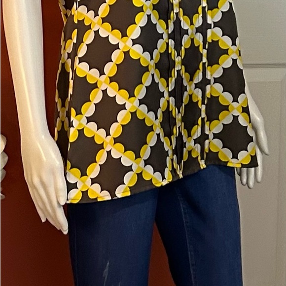 BEAUTIFUL, TORY BURCH Grey, yellow, and white sleeveless blouse. size 6 - Picture 10 of 16